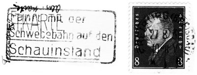 Poststempel 'Fahrt mit der Schwebebahn auf den Schauinsland' von 1931